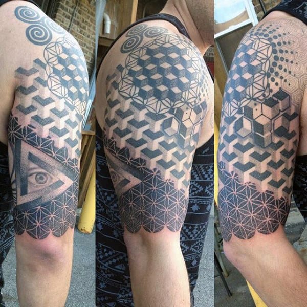 Men's Geometric Sacred Geometry Arm Tattoo Ideas
