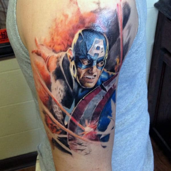 Mens Quarter Sleeve Captain America Tattoo Ideas