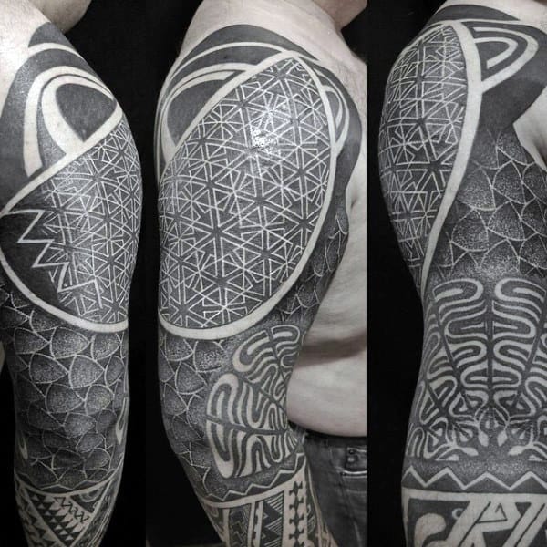 Mens Sleeve Spirituals Acred Geometry Tattoo