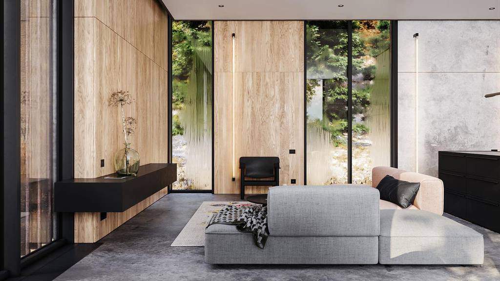 Modern Minimalist Living Room Obriy.architects