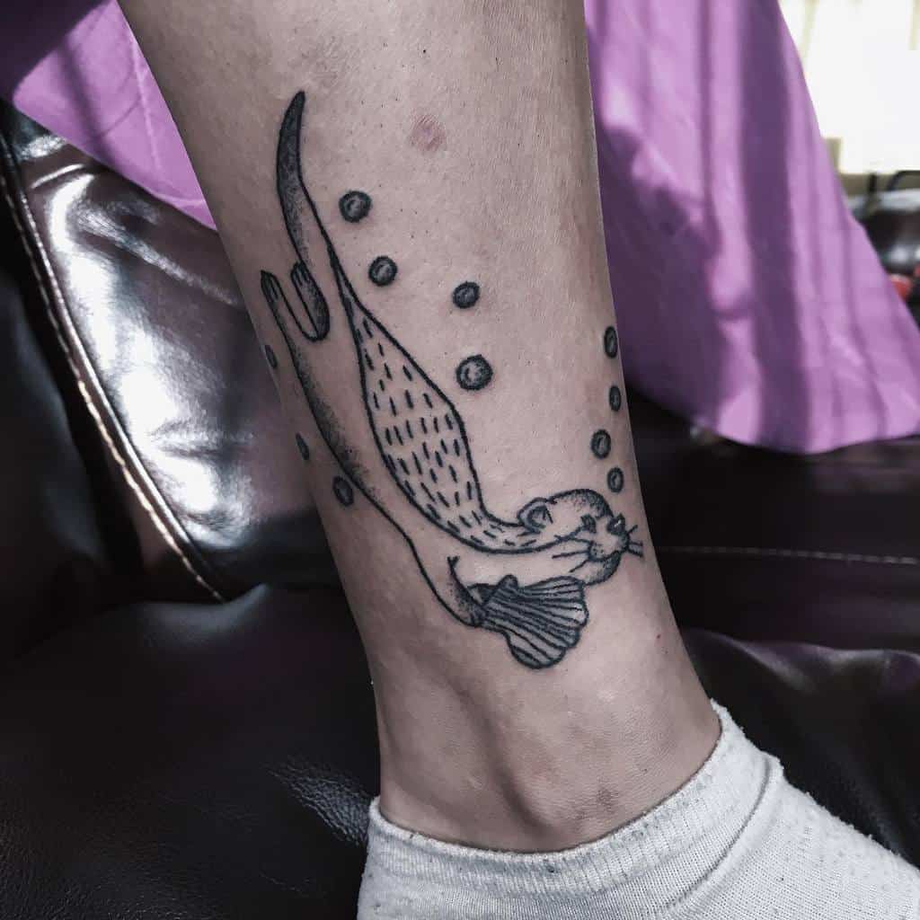 Otter Outline Tattoo Pippyhandpoke