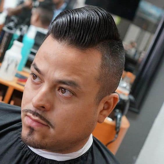 Pomadour Fade Haircut with Mustache
