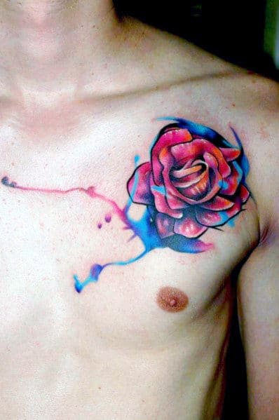 Rose Chest Tattoo Ideas For Men