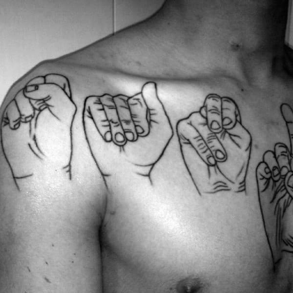 Sign Language Male Tattoos