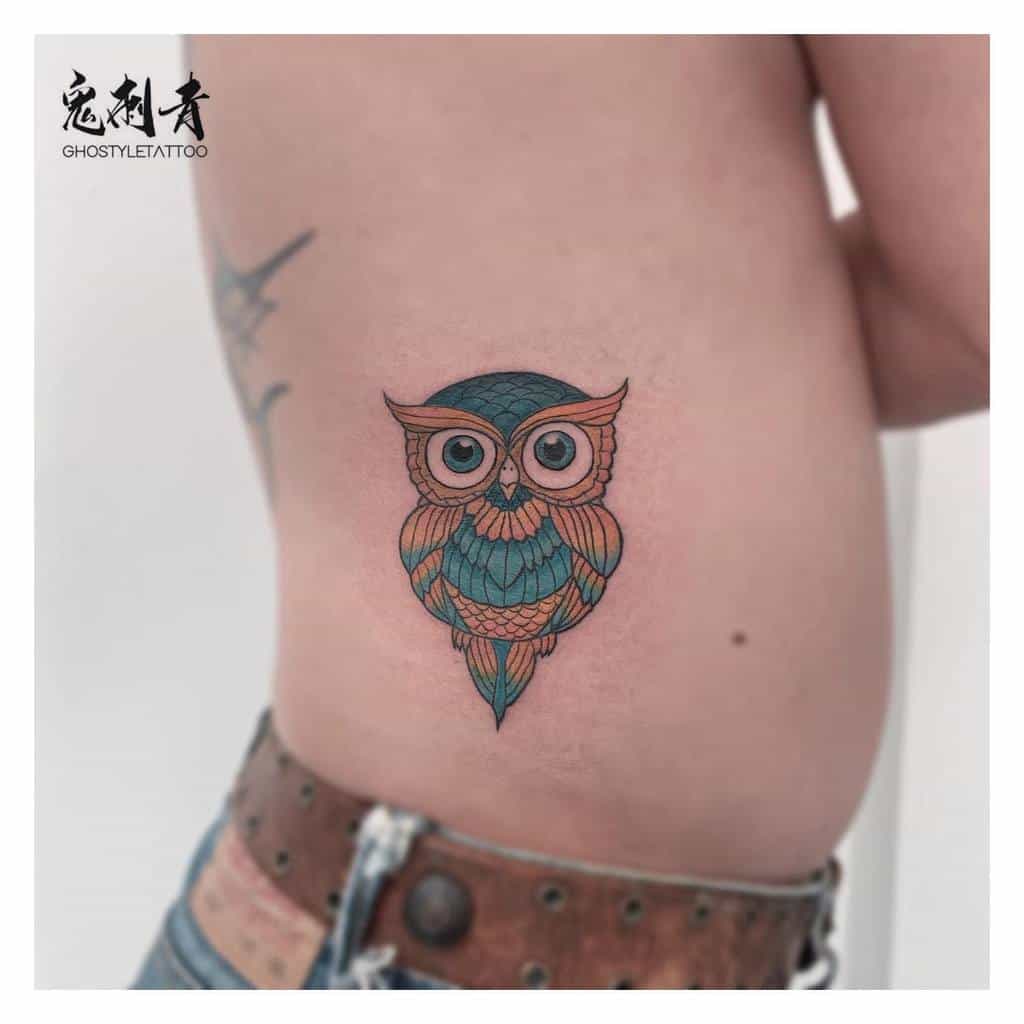 Small Colored Owl Tattoos ghostyle_alex