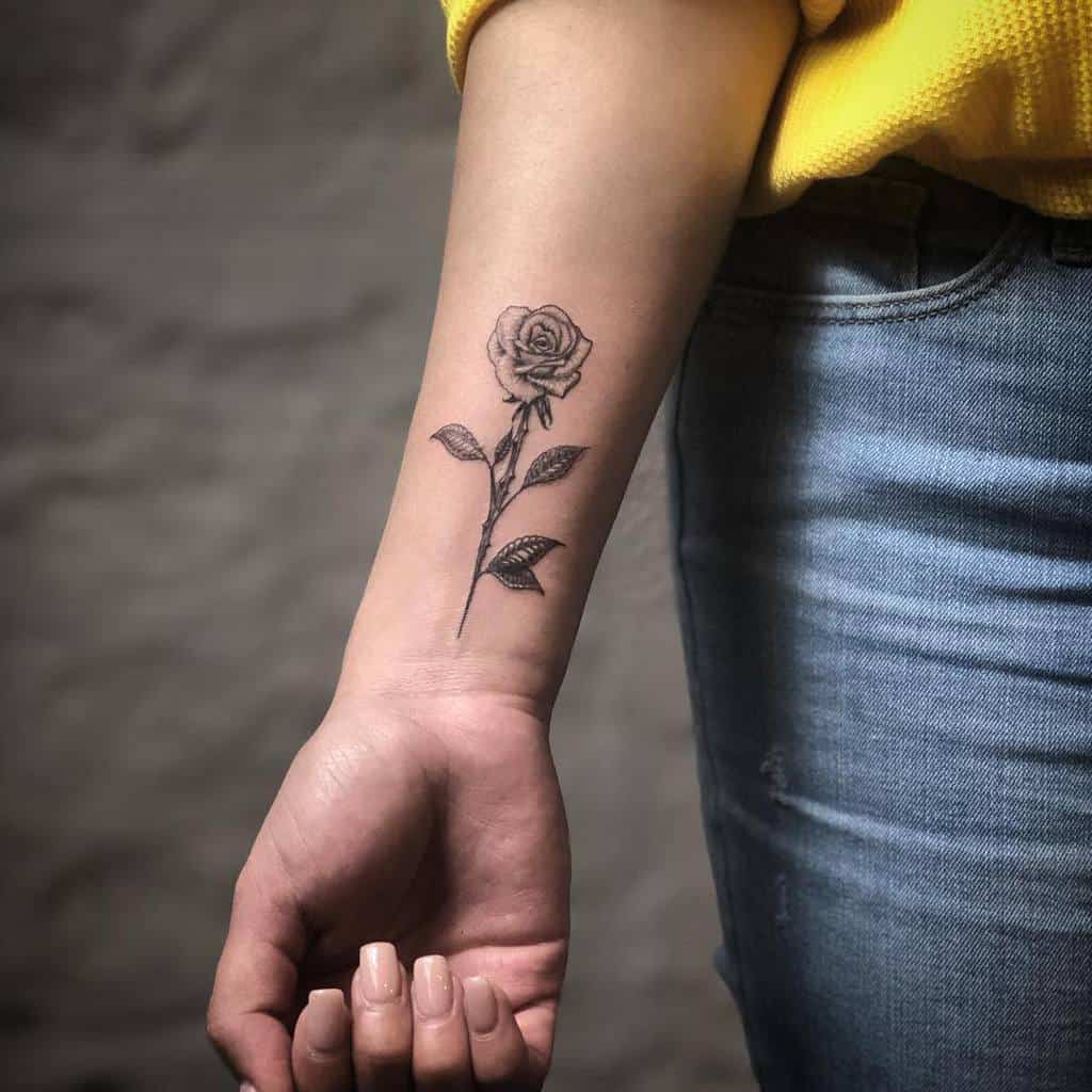 small minimalist black and grey rose tattoos delacruz.ink
