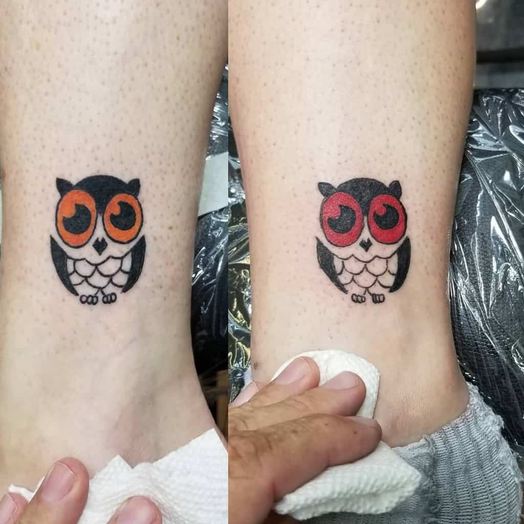 Small Owl Ankle Tattoos eviljoe65