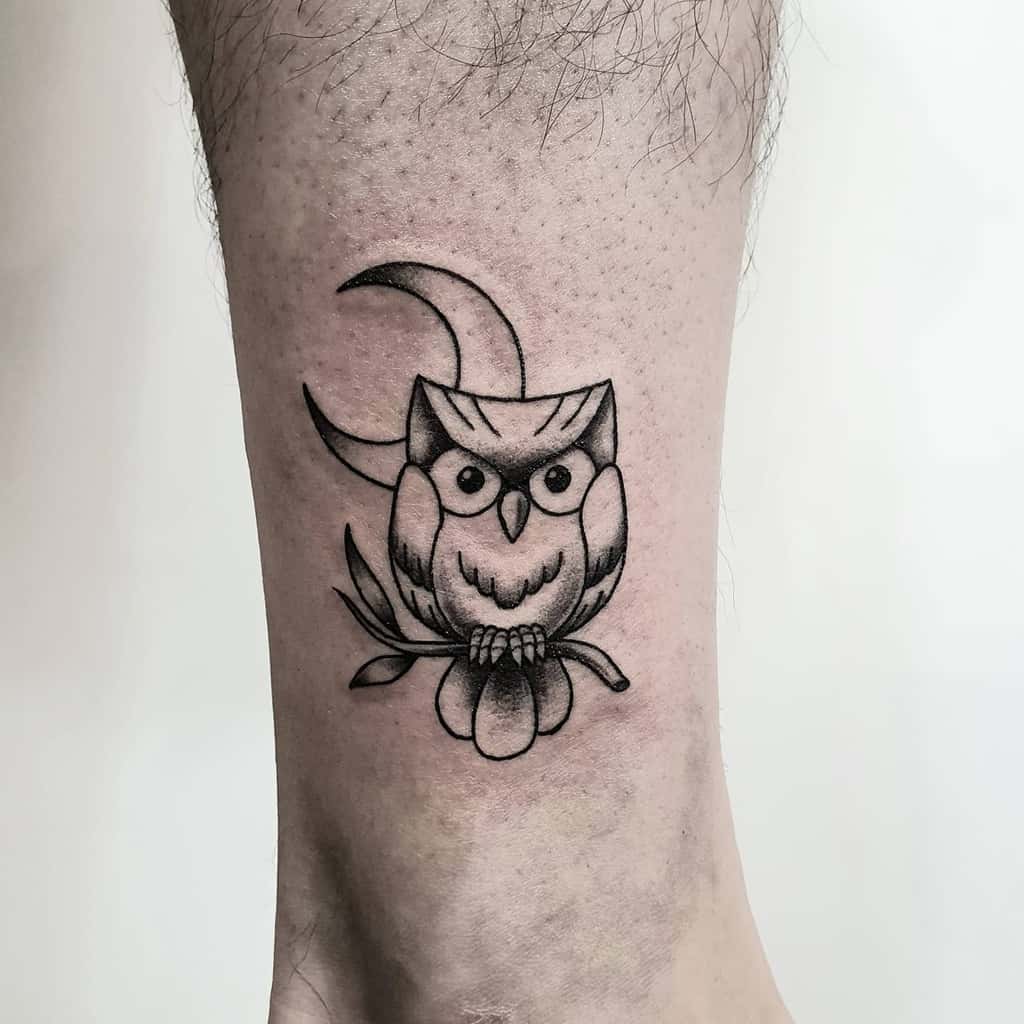 Small Owl Ankle Tattoos tattooist_peace