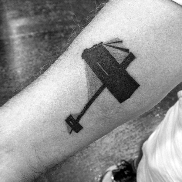 Small Simple Mens Brooklyn Bridge Inner Forearm Tattoo