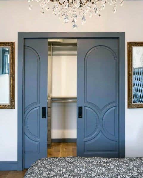 soft blue ornate closet door