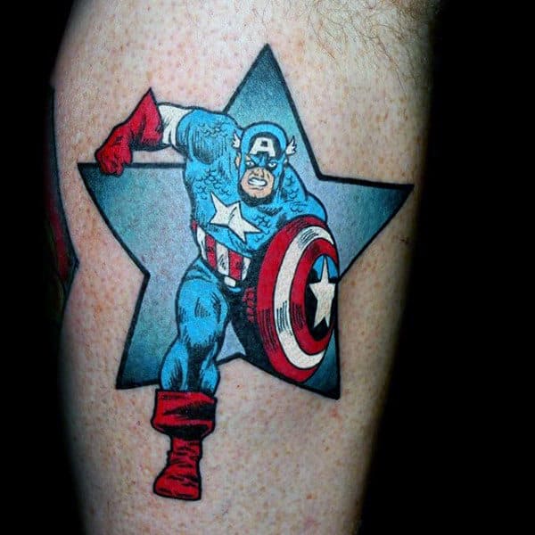 Star Captain America Small Mens Arm Tattoo Designs