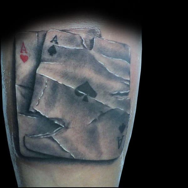 Torn Paper Playing Card Mens Arm Tattoos
