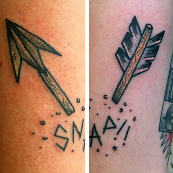 Traditional Snap Broken Arrow Guys Forearm Tattoo