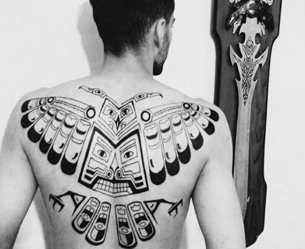 Unique Mens Full Back Tribal Owl Tattoos