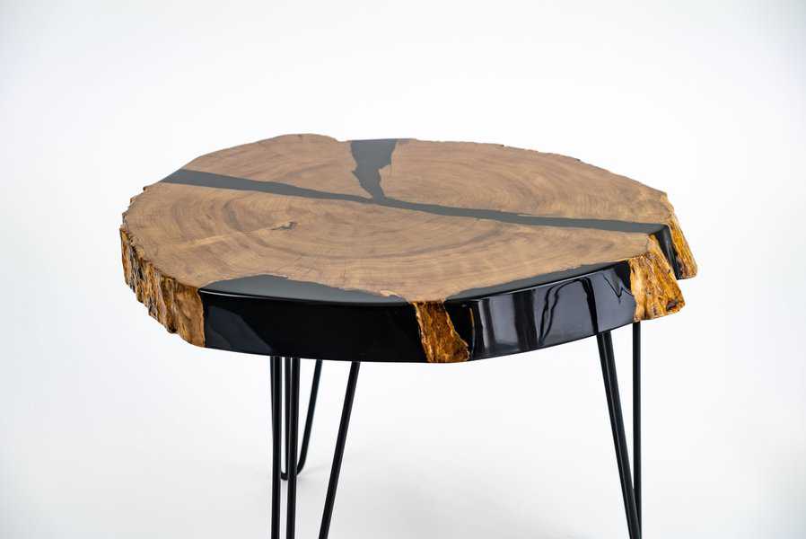 varnished wood log coffee table 