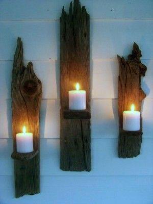 wood with candles