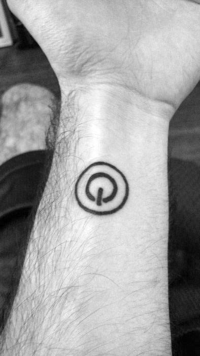 Wrist Amazing Mens Power Button Symbol Tattoo Designs