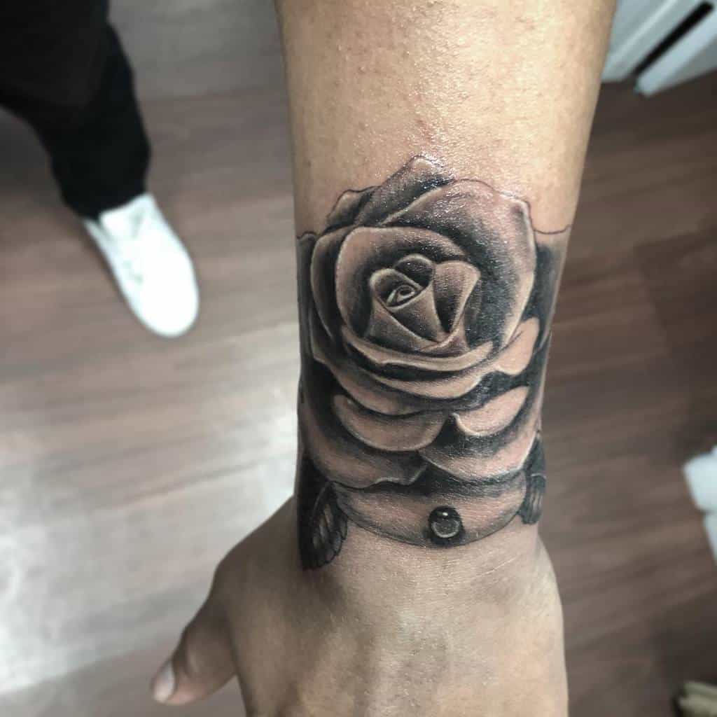 wrist black and grey rose tattoos ryan.inky