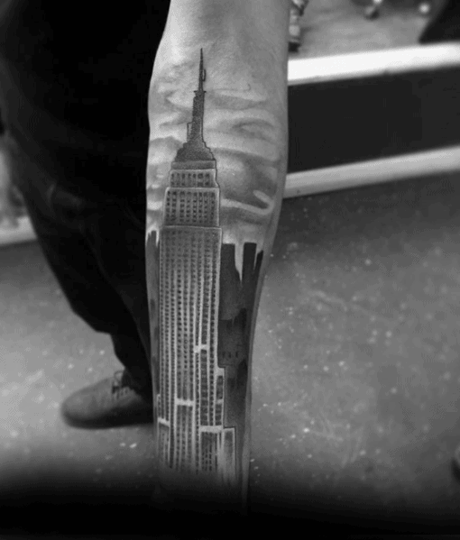 Gentleman With Empire State Building Tattoo