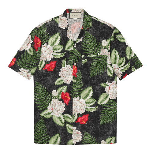Gucci Leaf-Print Short Sleeve Shirt