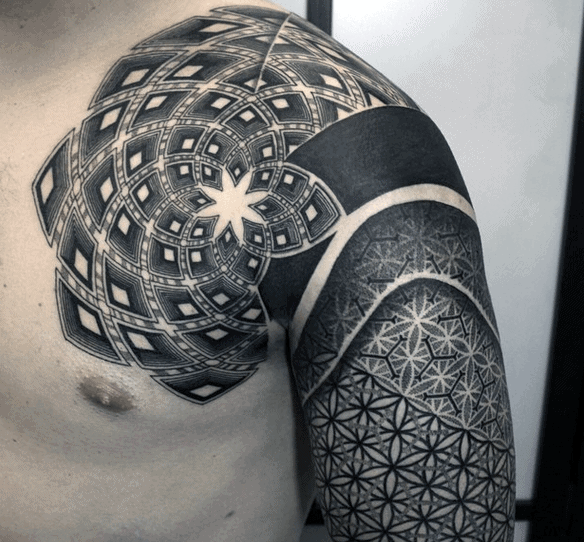 Manly Sacred Geometry Mens Tattoo Design Ideas On Shoulder