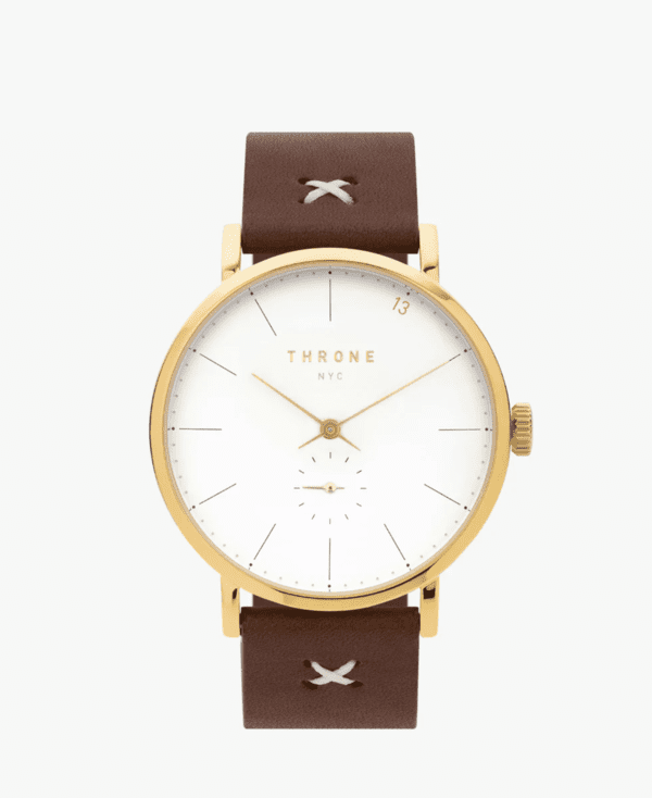 Throne Watches Fragment S1 with gold and brown leather strap